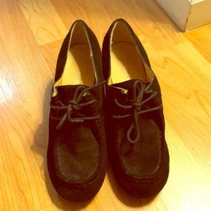 Bakers black suede wedges